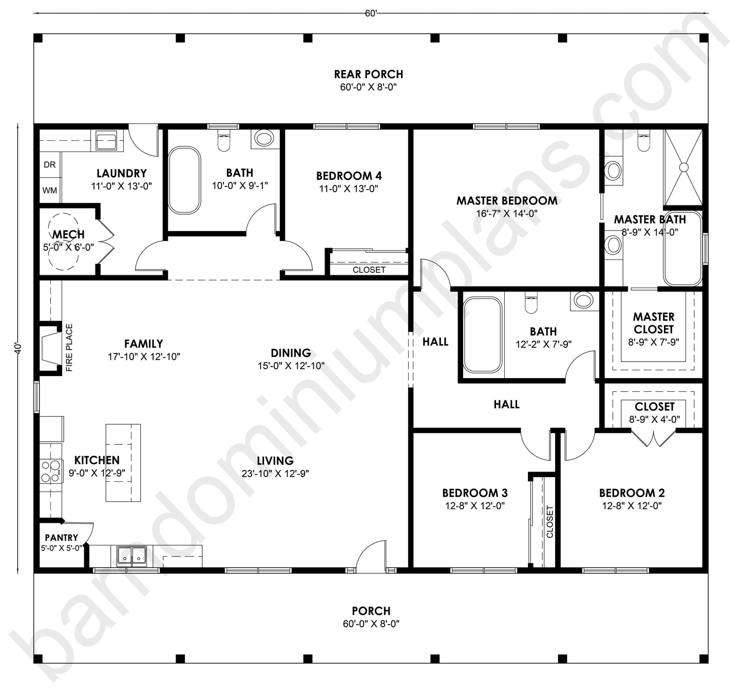 BCO-40189 Barndominium House Plan