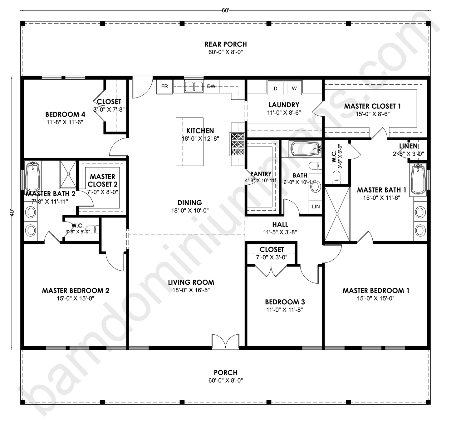 BCO-40201-M Barndominium House Plan